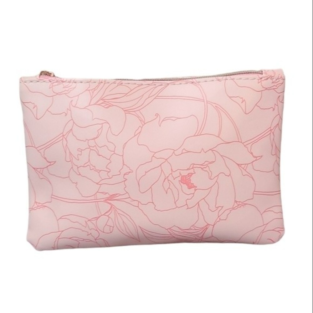 Ipsy pink floral makeup bag NWOT